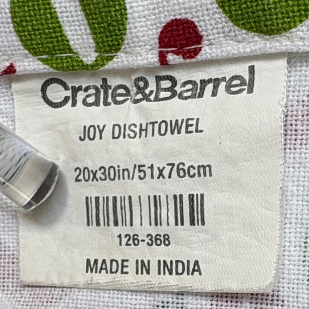Crate&Barrel Festive Red and Green Kitchen Dish Tea Towel